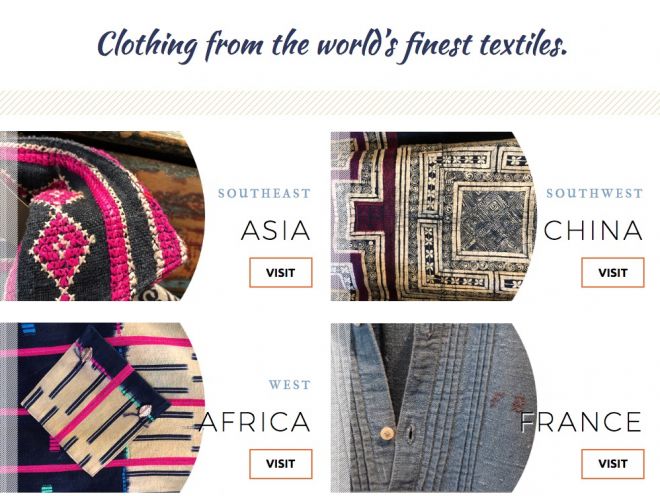 Image from Dancing Ladies website showcasing textiles from Asia, China, Africa and France